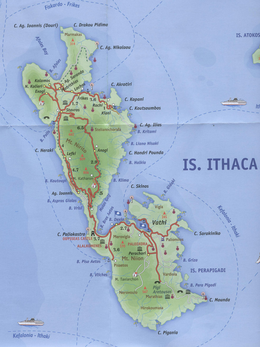 Остров Итака, карта. Is Ithaca