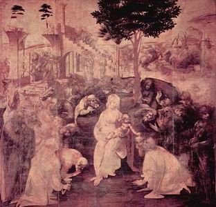 Леонардо да Винчи. Поклонение волхвов. 1481-1482 гг. Флоренция. Галерея Уффици 