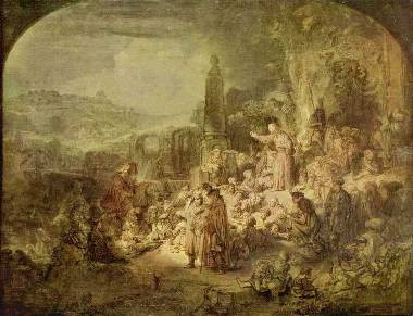 Проповедь Иоанна Крестителя.1634-36. Рембрандт Харменс ван Рейн, Берлин, картинная галерея