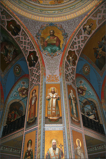 Валаам. Общий вид росписи столпа (задний левый), в верхнем храме собора, после реставрации, 2005 год