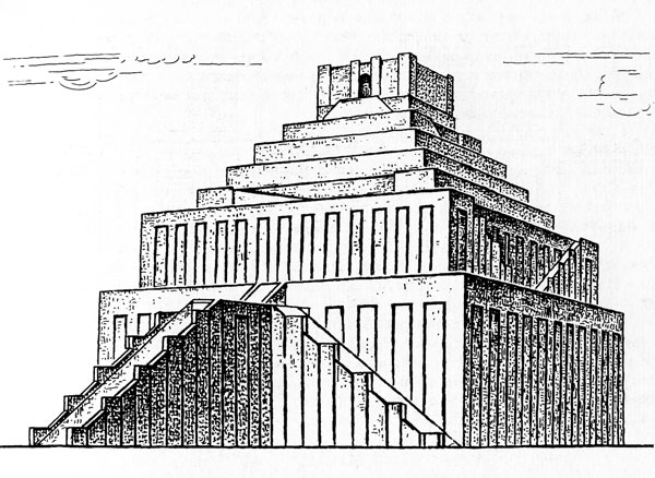 Зиккурат (культовая башня) в Вавилоне. VII-VI вв. до н.э. (графическая реконструкция)