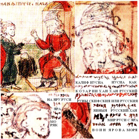Правая половина миниатюры № 13 Радзивилловой летописи и мое (В.А. Чудинова) чтение надписей